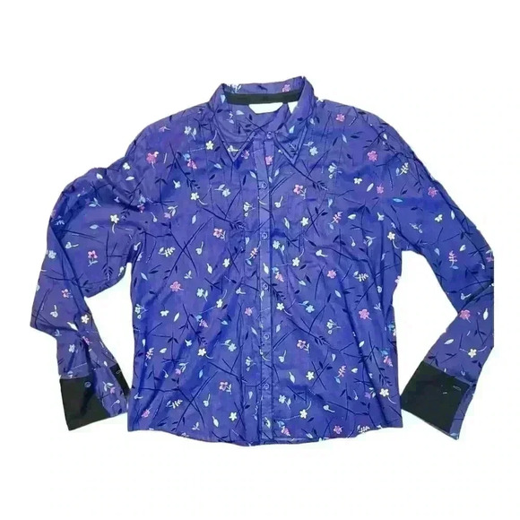 Aura Wrangler Women's 2XL Floral Button-Up Shirt Multicolor Long Sleeve western - Picture 6 of 8